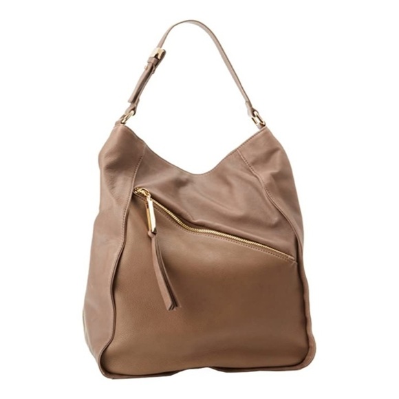 Kelsi Dagger Izzy Convertible Calf Leather Diagonal Hobo Bag Taupe Beige - Picture 15 of 15